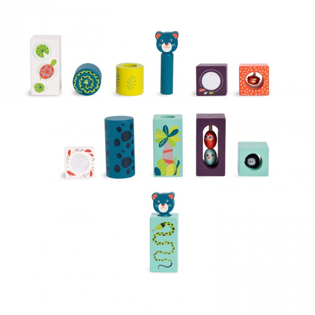 Moulin Roty stack up activity cubes dans la jungle 1+