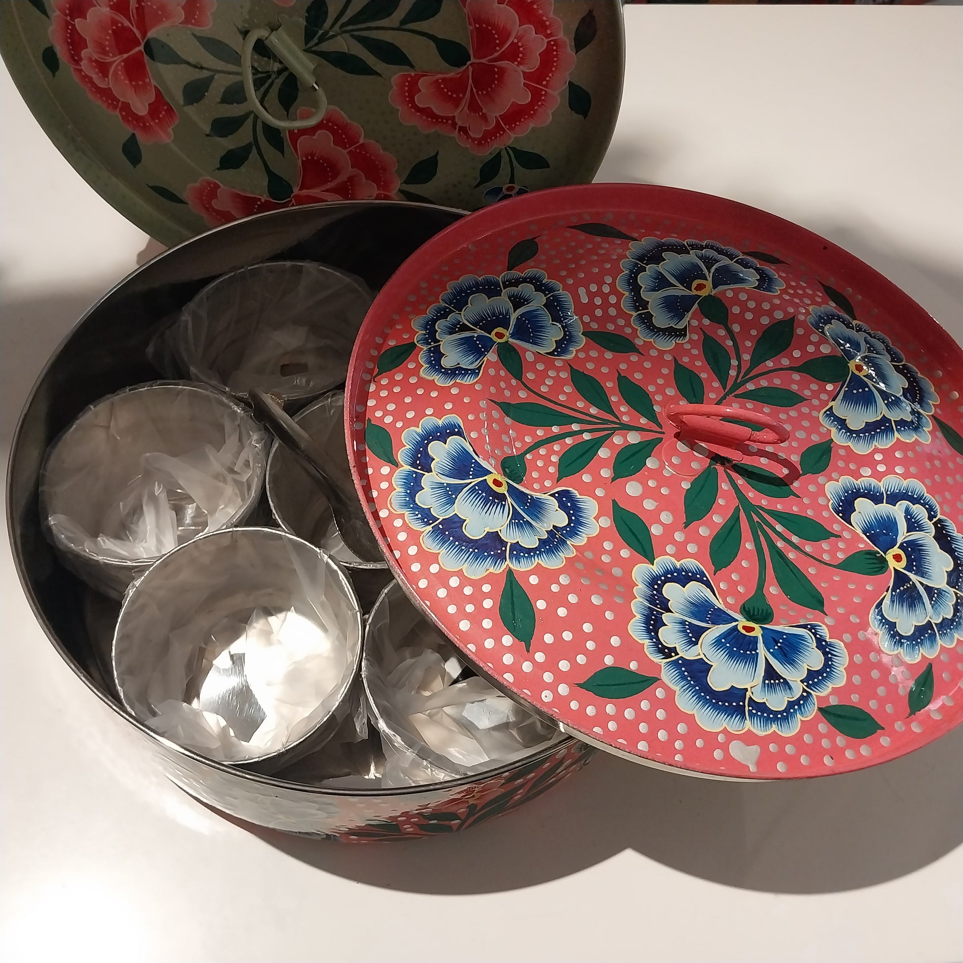 Baba kruidendoos roze blauw Traditionele kashmiri