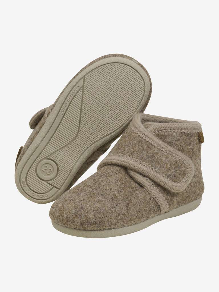 Enfant sloffen wol walnut melange