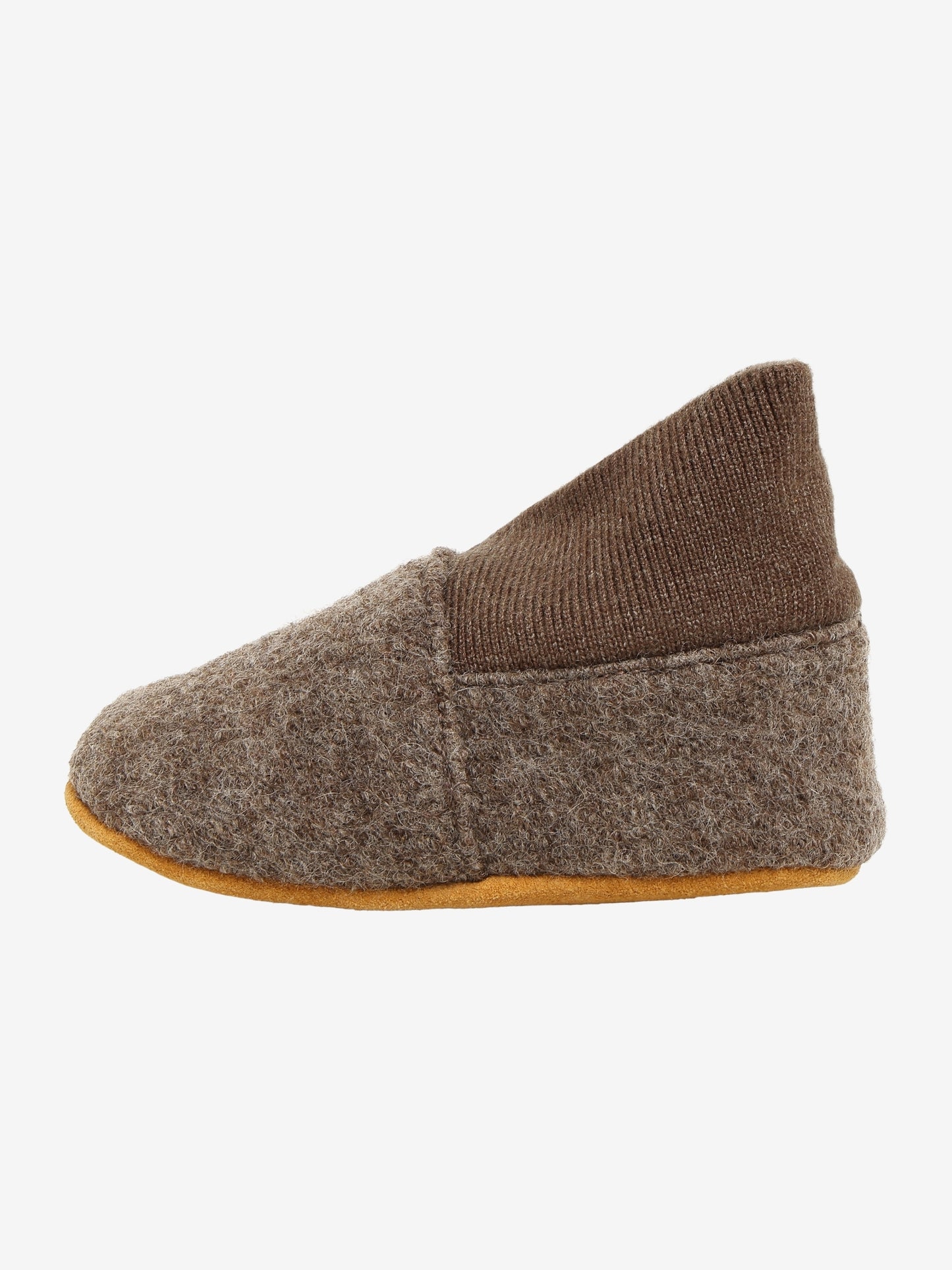 En Fant Wollen pantoffels met ribboord brown