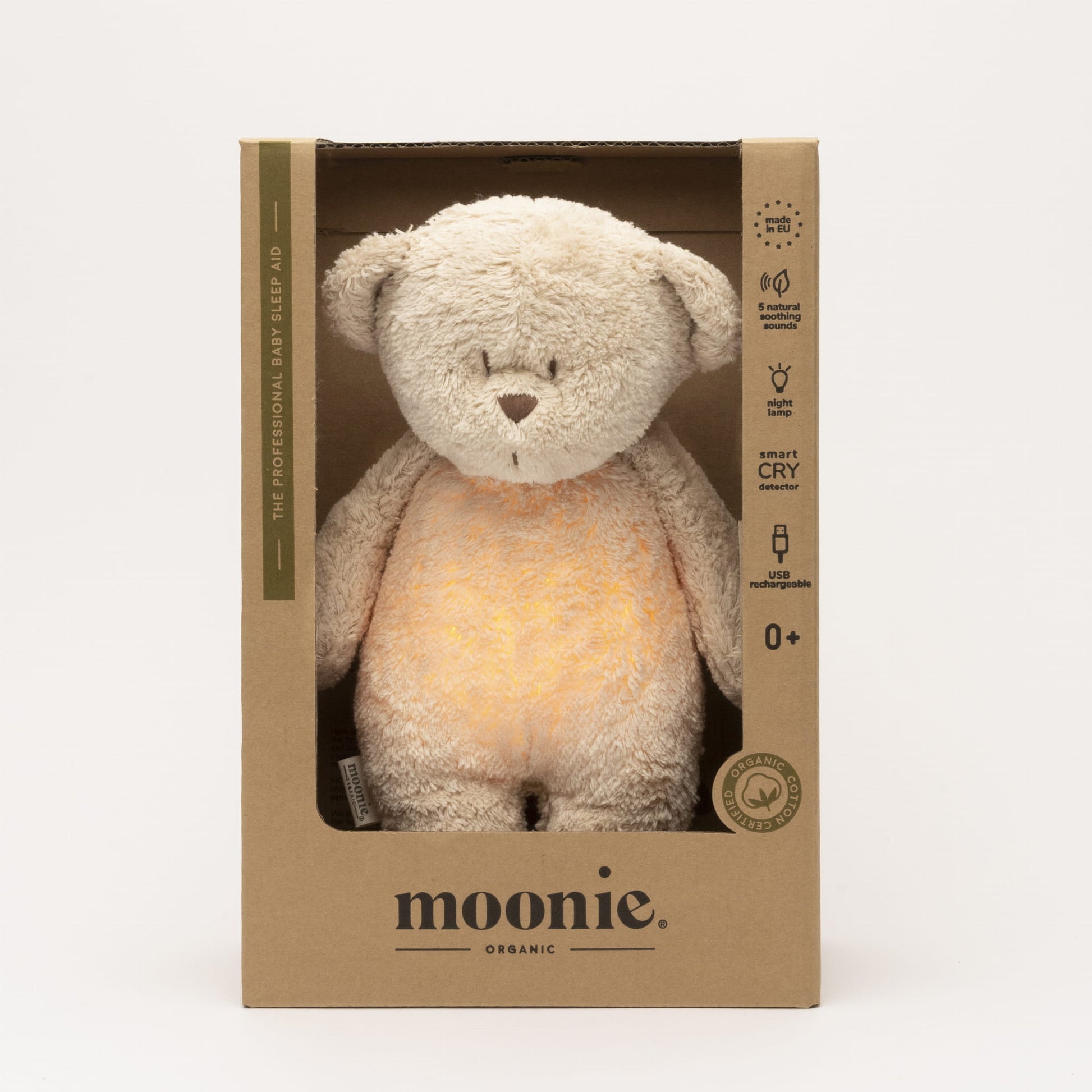 Moonie organic humming bear sand of grijs 0+ Sand