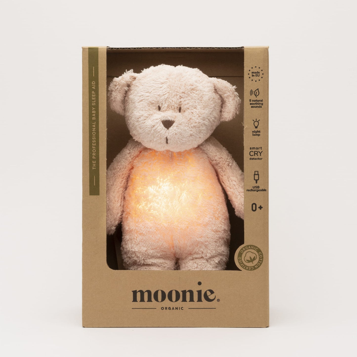 Moonie organic humming bear sand of grijs 0+ Rose