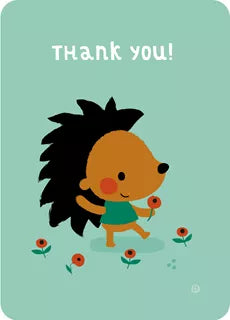 Bora ansichtkaart Thank You! Egel blauw