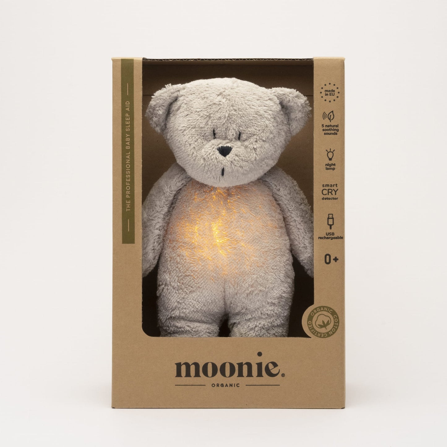 Moonie organic humming bear sand of grijs 0+ Grey