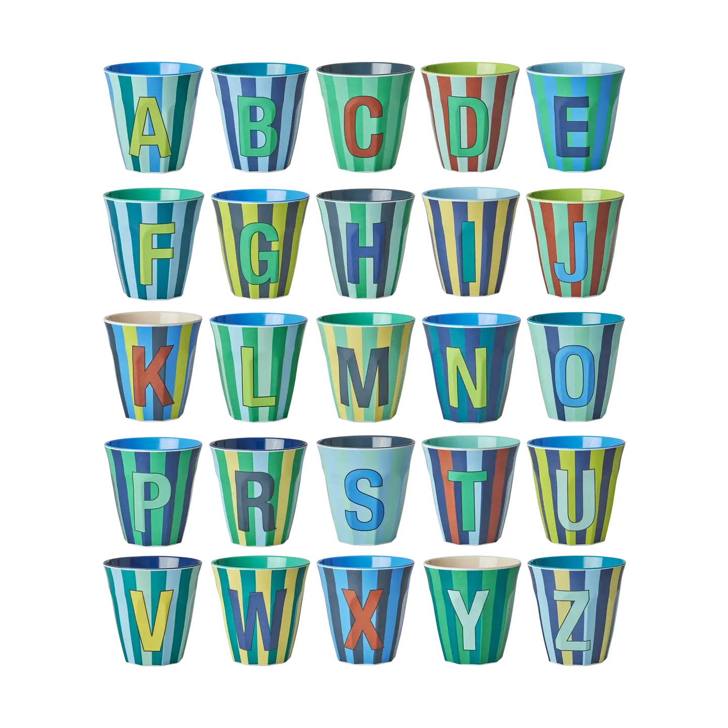 Middelgroot Alfabet Beker - Stripes blauw variant