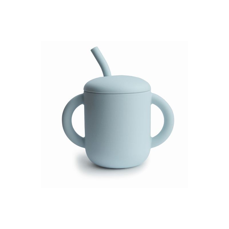 Mushie training cup & straw Powder blue