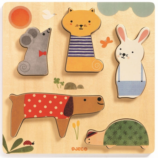 djeco puzzel hout woodypets +12m