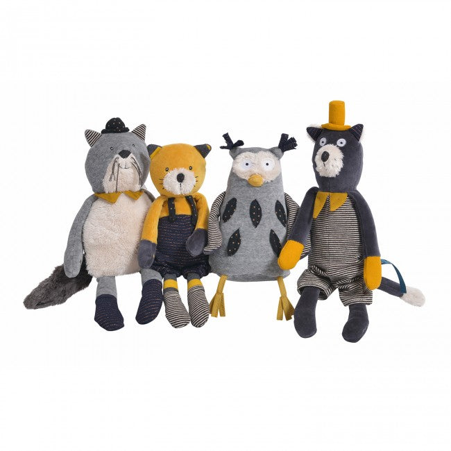 Moulin Roty muziekdoosje knuffel uil Les moustaches 0+