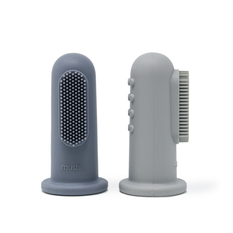 Mushie babytandenborstel finger toothbrush Tradewinds Stone