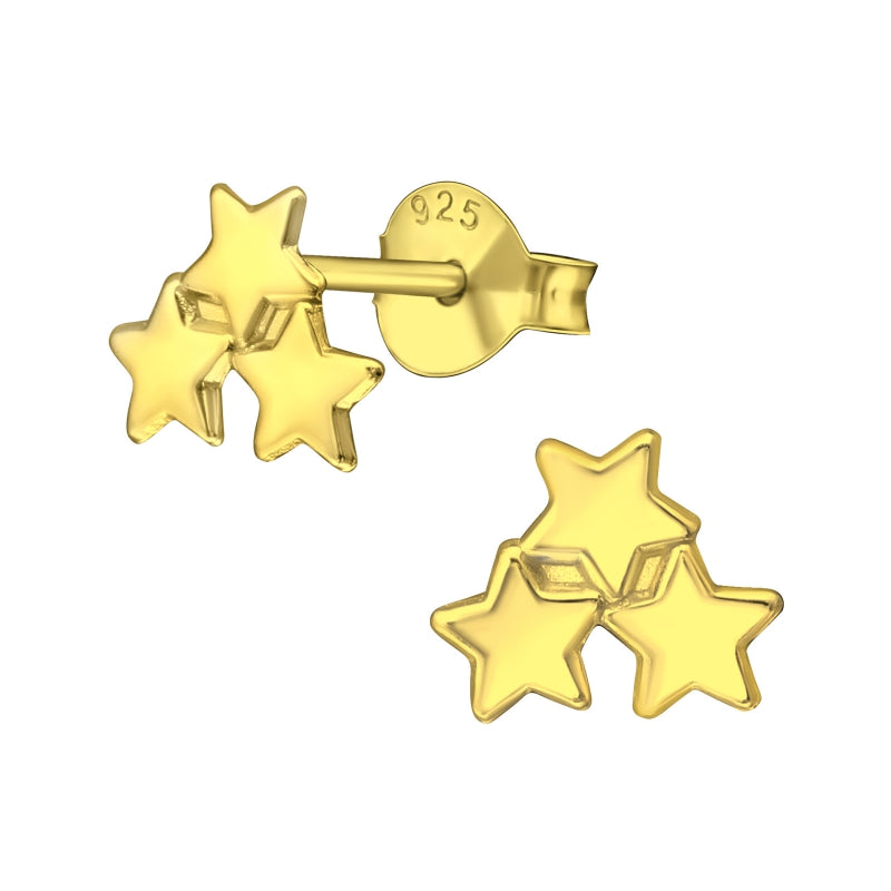 PJ oorbellen tripple ster goud of zilver Verguld
